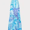 Online MILLY Abstract Blue Tropics Maxi Cover-Up Dress Blue Multi