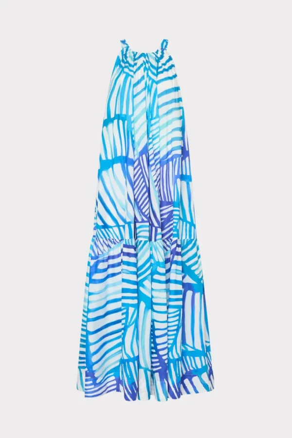 Online MILLY Abstract Blue Tropics Maxi Cover-Up Dress Blue Multi