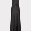 Best MILLY Addie Hammered Satin Maxi Dress Black