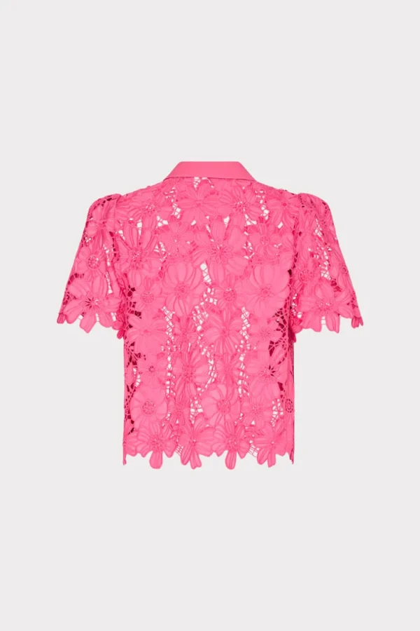 Cheap MILLY Addison Roja Lace Top Milly Pink