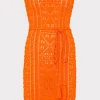 Hot MILLY Bubble Pointelle Strapless Mini Dress Coral