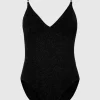 New MILLY Cannes Beaded Strap One Piece Black/Gold