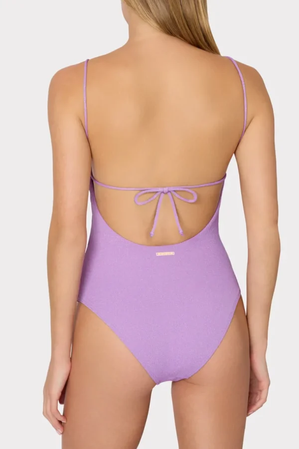 Shop MILLY Cannes Beaded Strap One Piece Purple