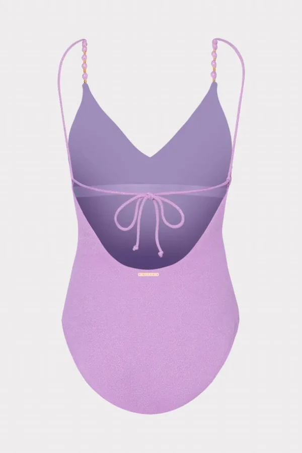 Shop MILLY Cannes Beaded Strap One Piece Purple