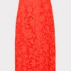 Outlet MILLY Carreen Summer Floral Lace Skirt Coral