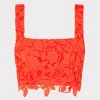 Clearance MILLY Chay Summer Floral Lace Crop Top Coral