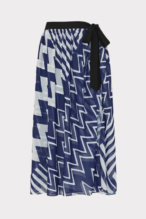 Hot MILLY Convertible Patchwork Chevron Skirt Blue/White