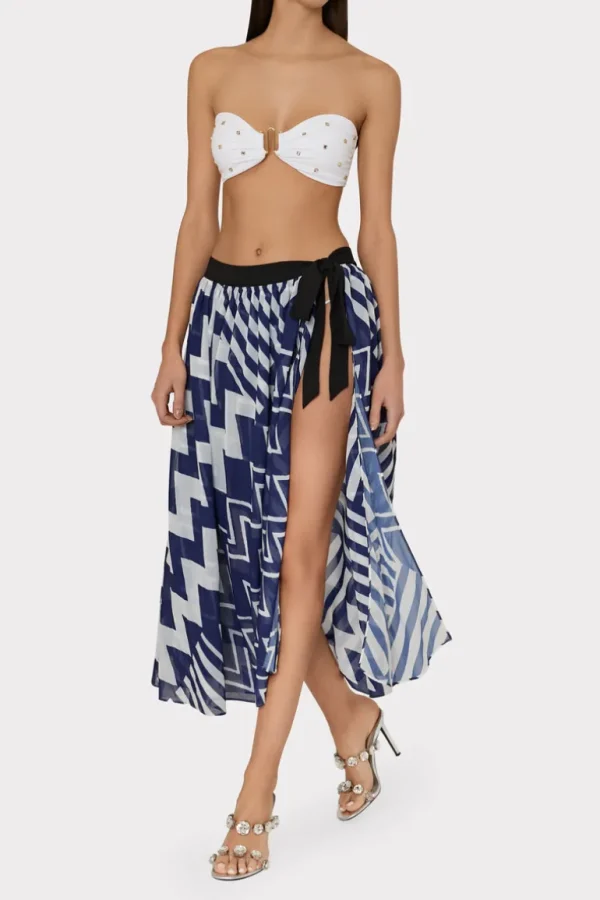 Hot MILLY Convertible Patchwork Chevron Skirt Blue/White