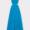 Sale MILLY Crosby Butterfly Eyelet Maxi Dress Blue