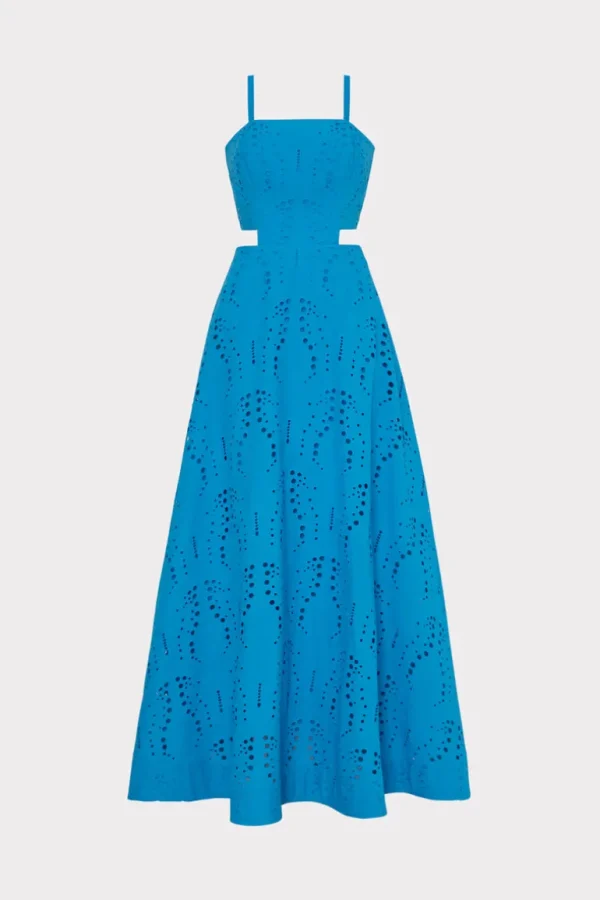 Sale MILLY Crosby Butterfly Eyelet Maxi Dress Blue