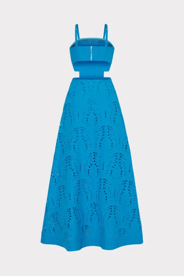 Sale MILLY Crosby Butterfly Eyelet Maxi Dress Blue