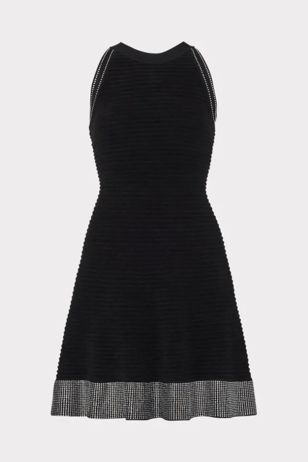 Flash Sale MILLY Crystal Trim Knit Mini Dress Black