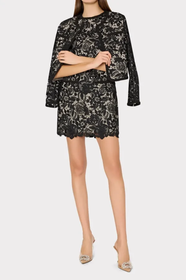 Discount MILLY 3D Garden Lace Jacket Black