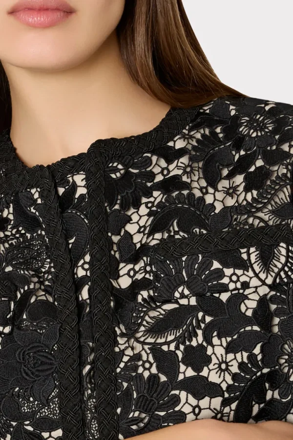 Discount MILLY 3D Garden Lace Jacket Black