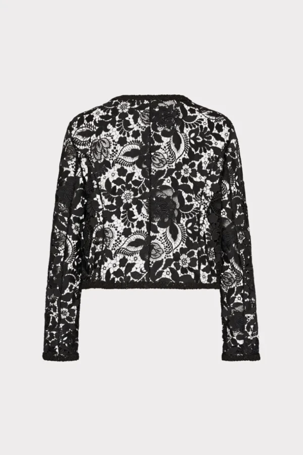 Discount MILLY 3D Garden Lace Jacket Black