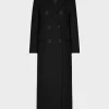 New MILLY Double Breasted Wool Coat Black