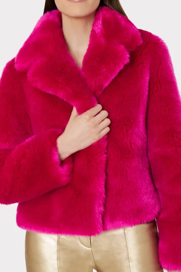 Shop MILLY Faye Faux Fur Coat Milly Pink