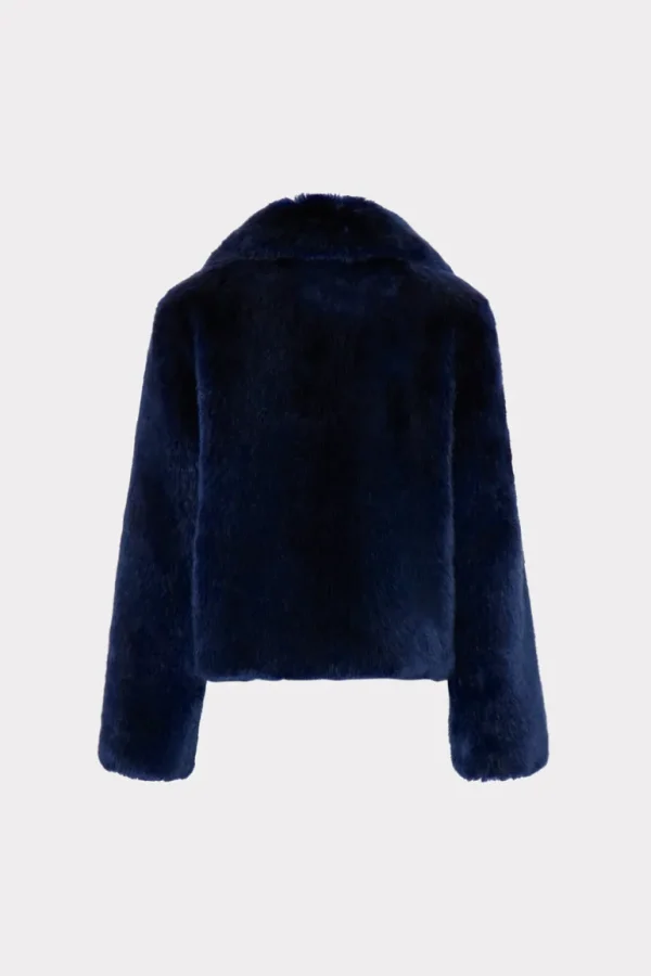 Hot MILLY Faye Faux Fur Coat Navy