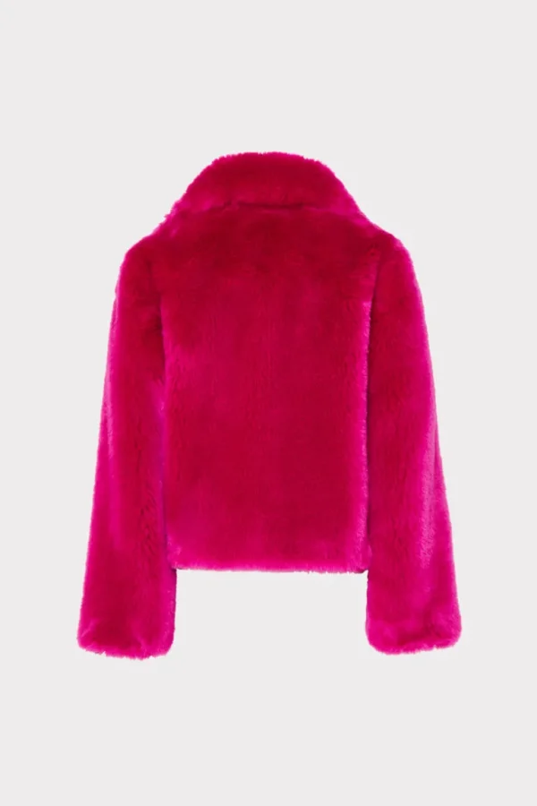 Shop MILLY Faye Faux Fur Coat Milly Pink