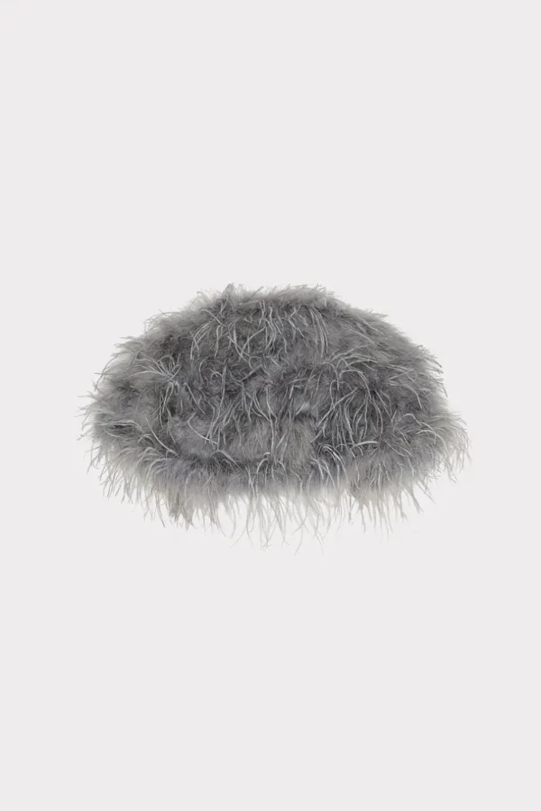 New MILLY Feather Bolero Pewter