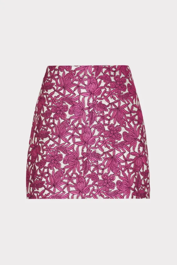 Online MILLY Floral Jacquard Skirt Pink