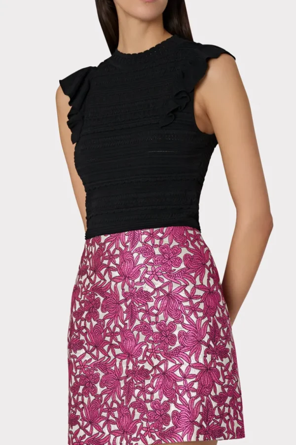 Online MILLY Floral Jacquard Skirt Pink