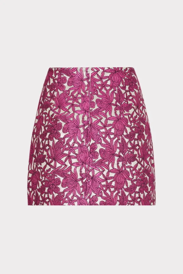 Online MILLY Floral Jacquard Skirt Pink