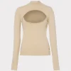Discount MILLY Front Cut Out Turtleneck Caramel