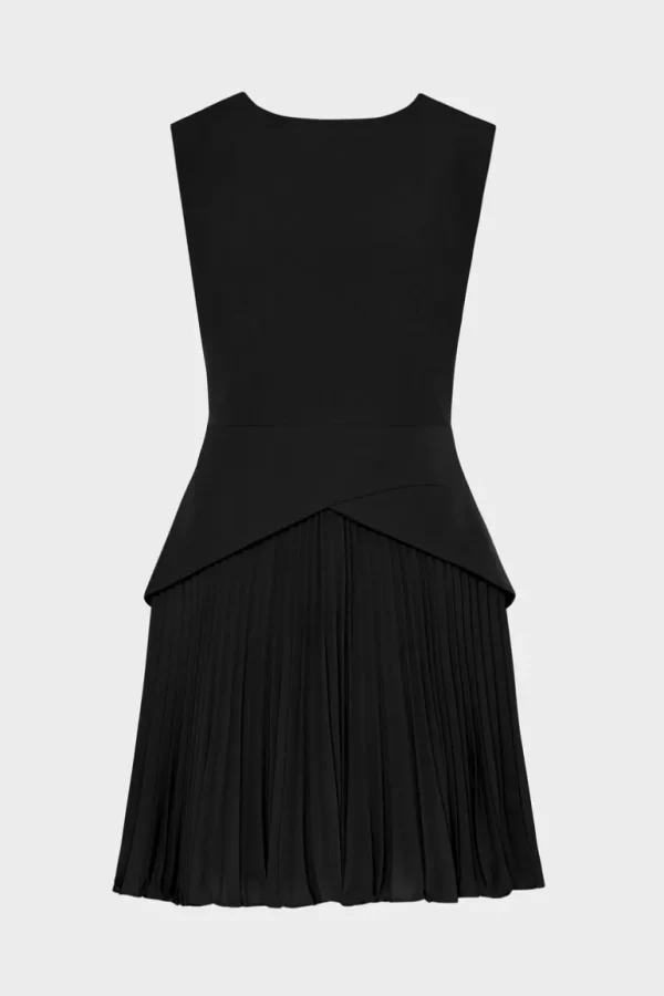 Fashion MILLY Haddy Pleated Mini Dress Black