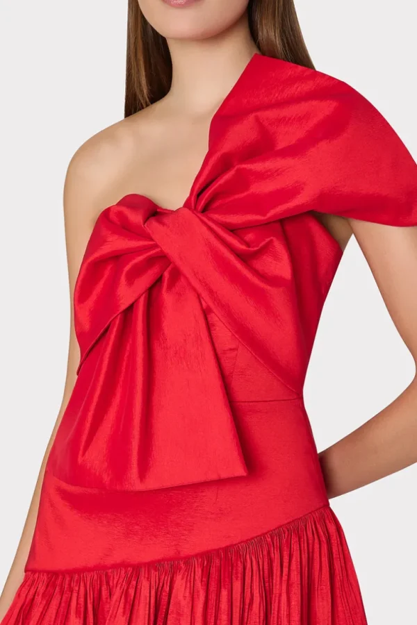 Best MILLY Harley Bow Taffeta Mini Dress Red