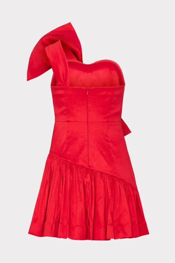 Best MILLY Harley Bow Taffeta Mini Dress Red