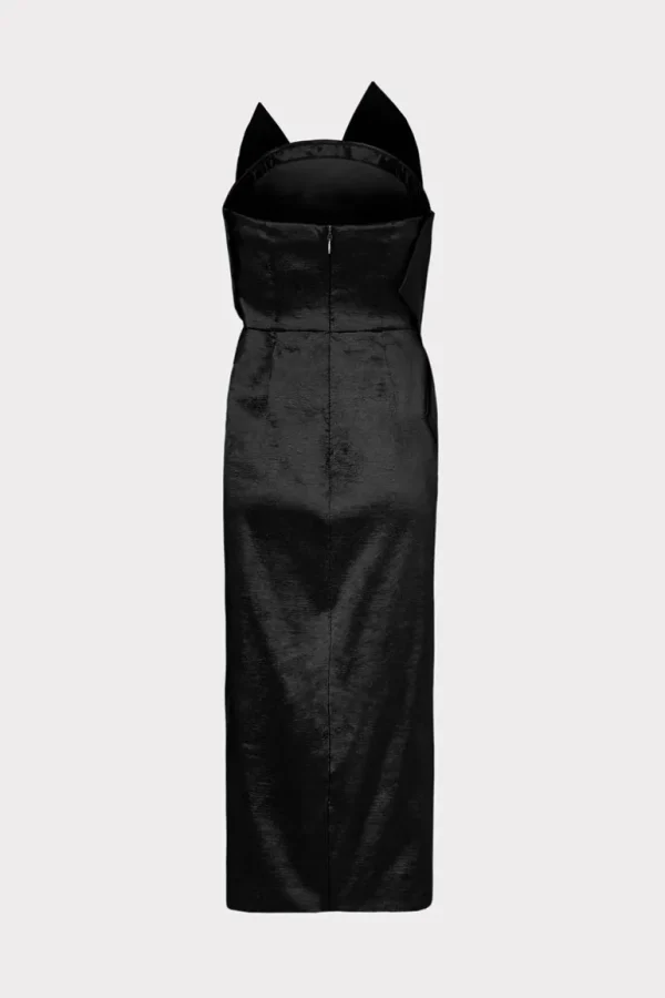 Best Sale MILLY Harlow Bow Taffeta Strapless Dress Black