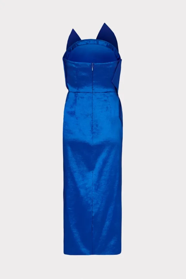 Store MILLY Harlow Bow Taffeta Strapless Dress Blue