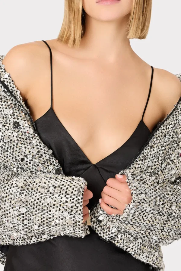 Hot MILLY Hayes Sequin Tweed Puffer Black Multi