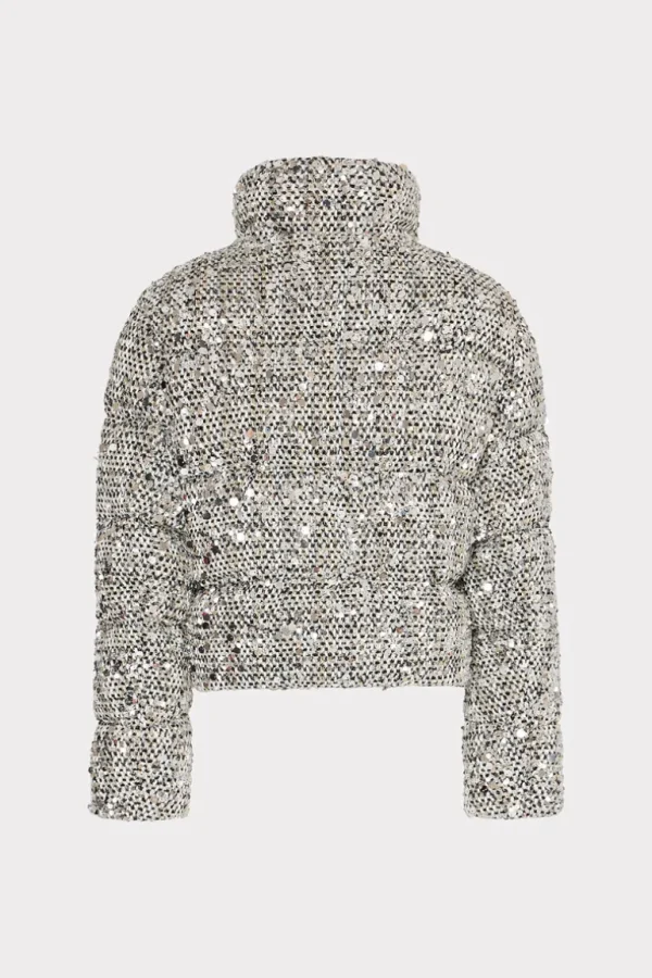 Hot MILLY Hayes Sequin Tweed Puffer Black Multi