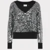 Outlet MILLY Ilaria Sequin V-Neck Sweater Black