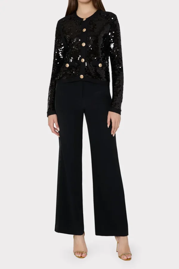 Discount MILLY Iman Sequin Knit Cardigan Black