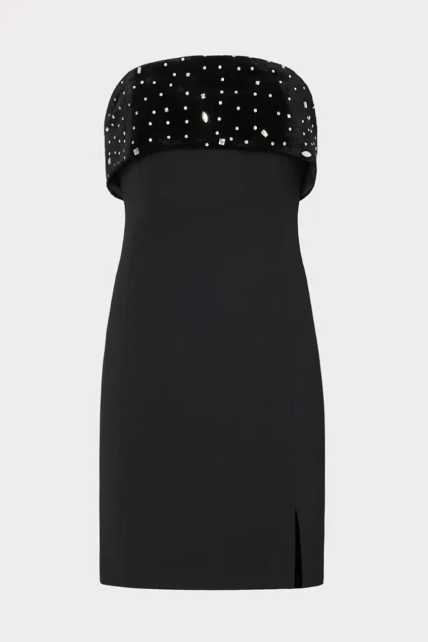 Sale MILLY Indy Crystal Embellished Mini Dress Black/Silver