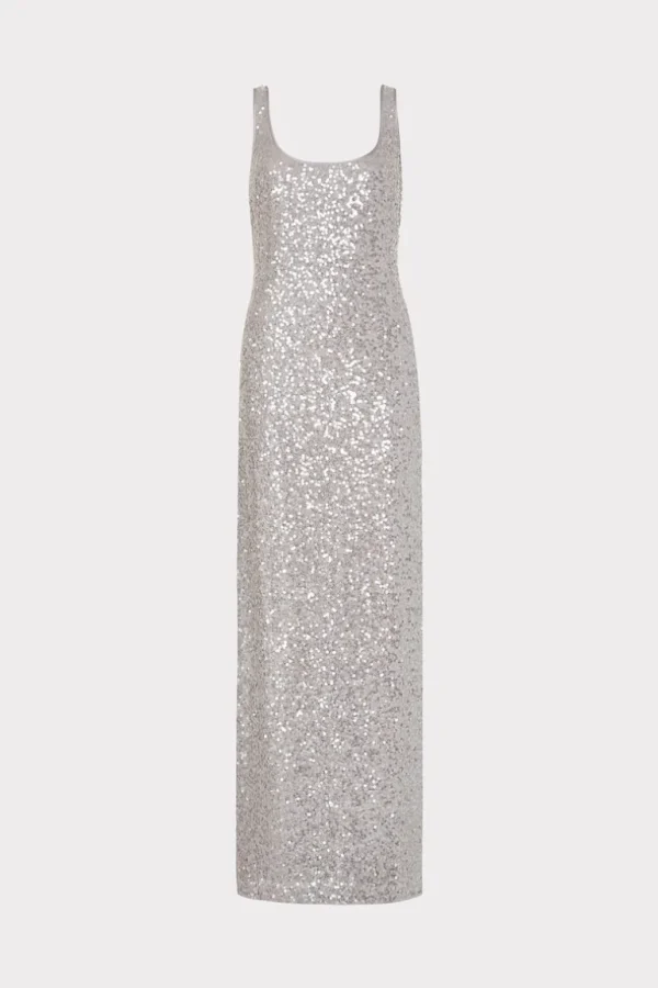 Discount MILLY Ishani Sequins Slip Dress Grey