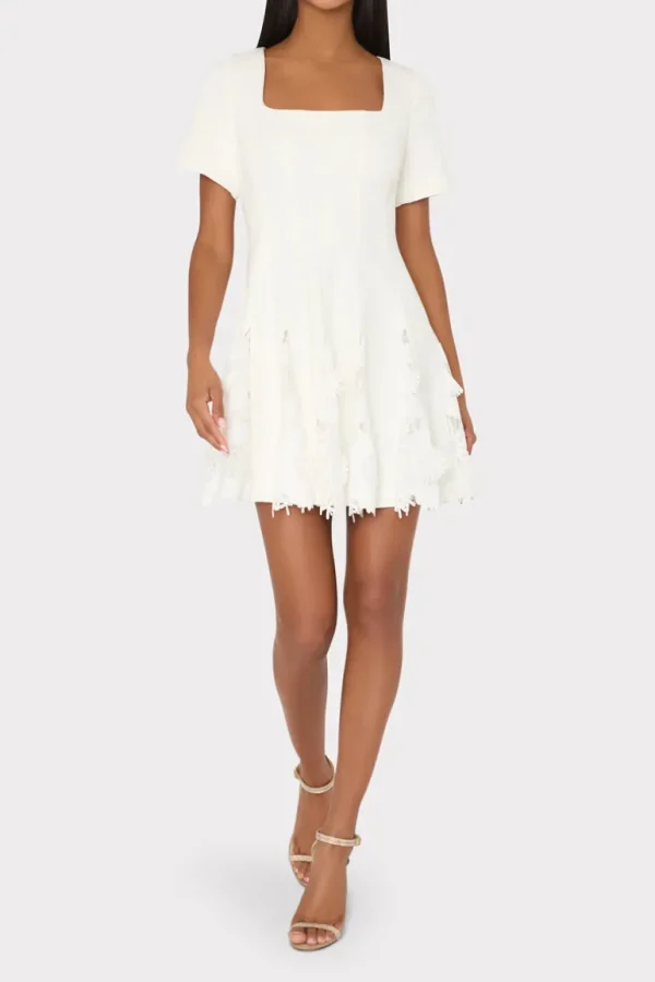 Store MILLY Joy Lace Combo Mini Godet Dress White