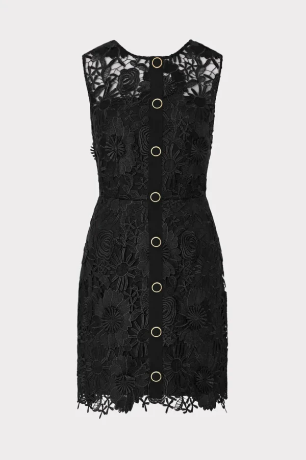 Discount MILLY Judy Lace Mini Dress Black