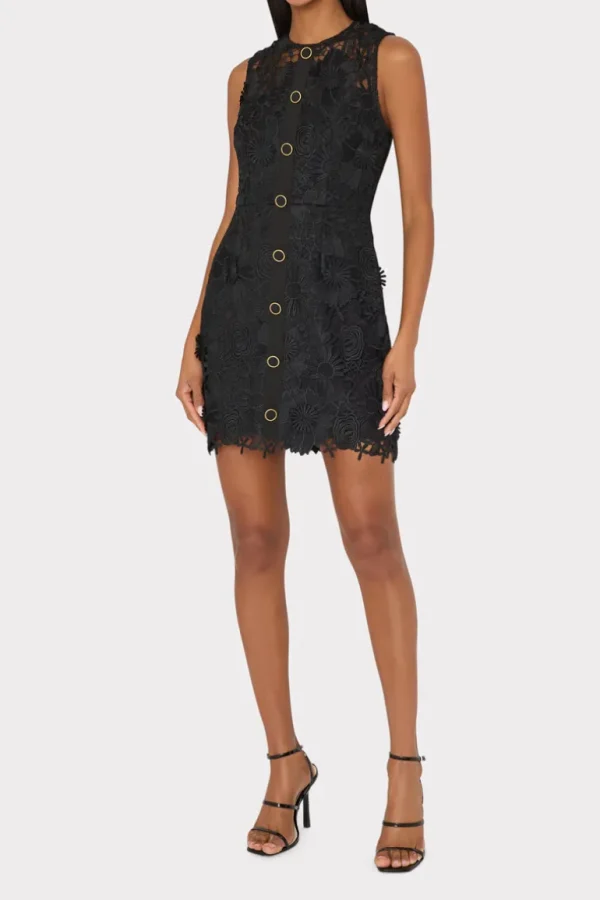 Discount MILLY Judy Lace Mini Dress Black