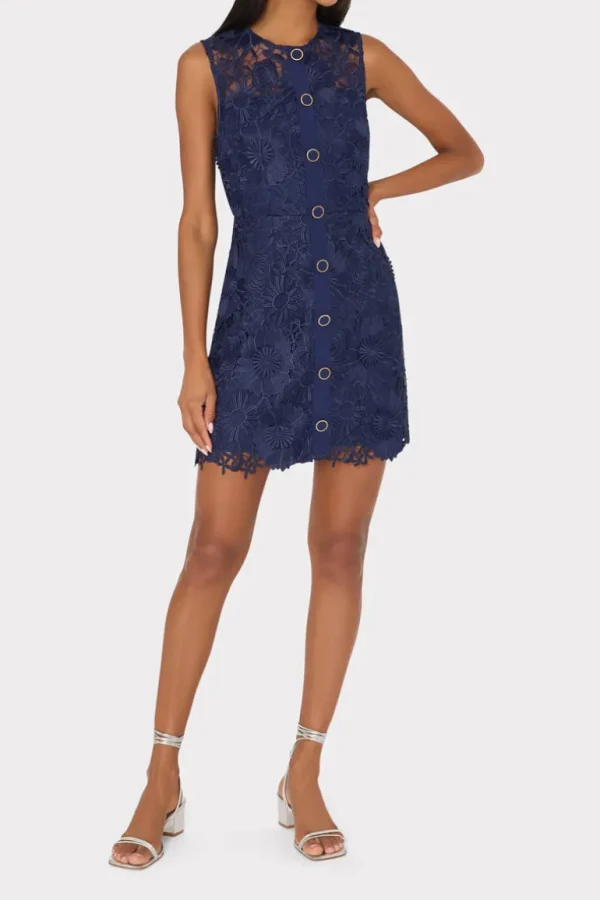 Fashion MILLY Judy Lace Mini Dress Navy