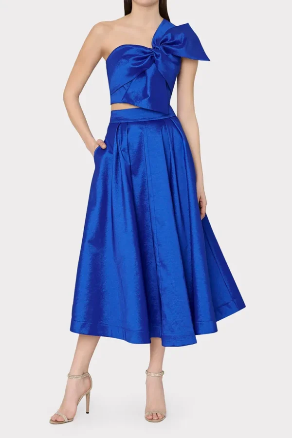 Cheap MILLY Juliet Taffeta Midi Skirt Blue