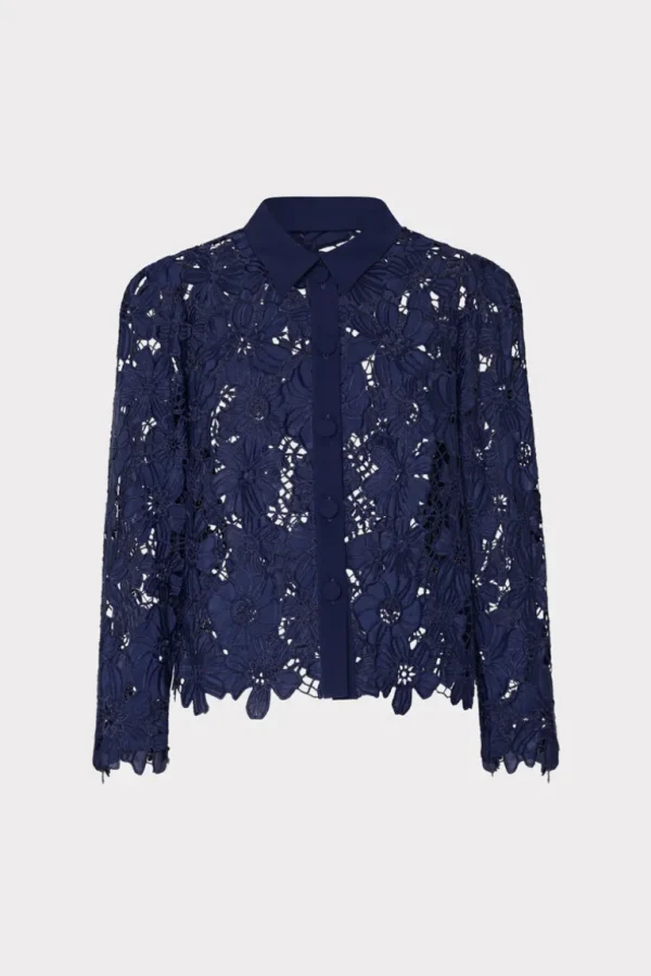 Fashion MILLY June Roja Lace Top Navy