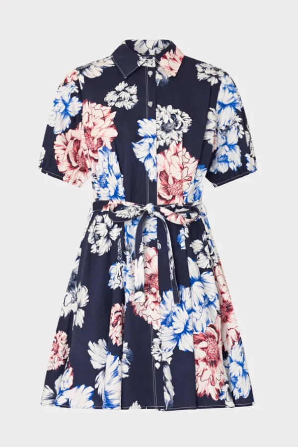 Cheap MILLY Juni Printed Poplin Mini Dress Navy Multi