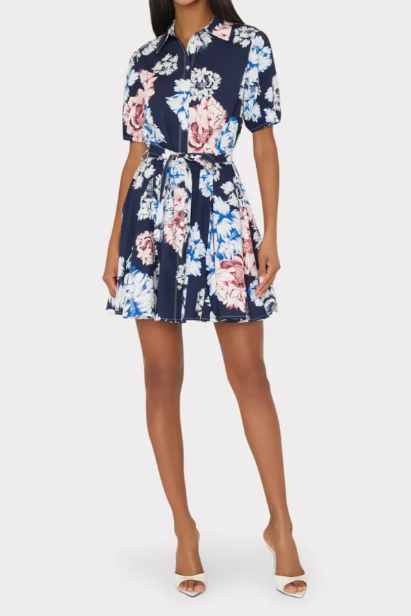 Cheap MILLY Juni Printed Poplin Mini Dress Navy Multi