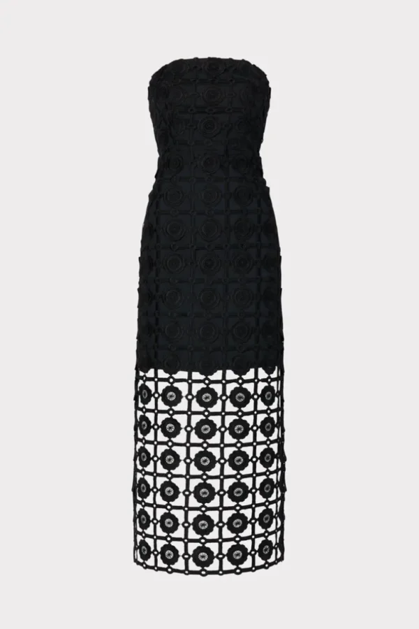 Cheap MILLY Kait Tile Lace Dress Black