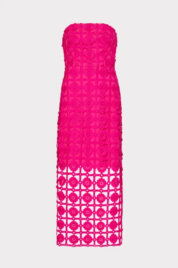 Best Sale MILLY Kait Tile Lace Dress Milly Pink