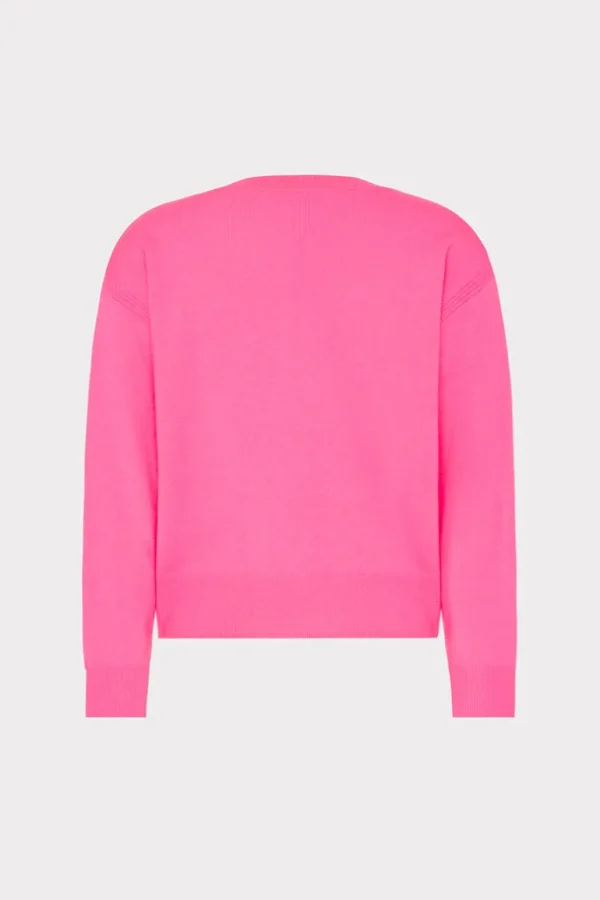 Flash Sale MILLY Kalia Crystal V-Neck Sweater Milly Pink